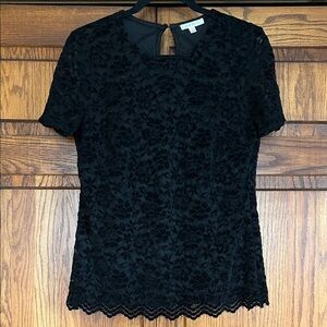 Chic Black Floral Lace Blouse